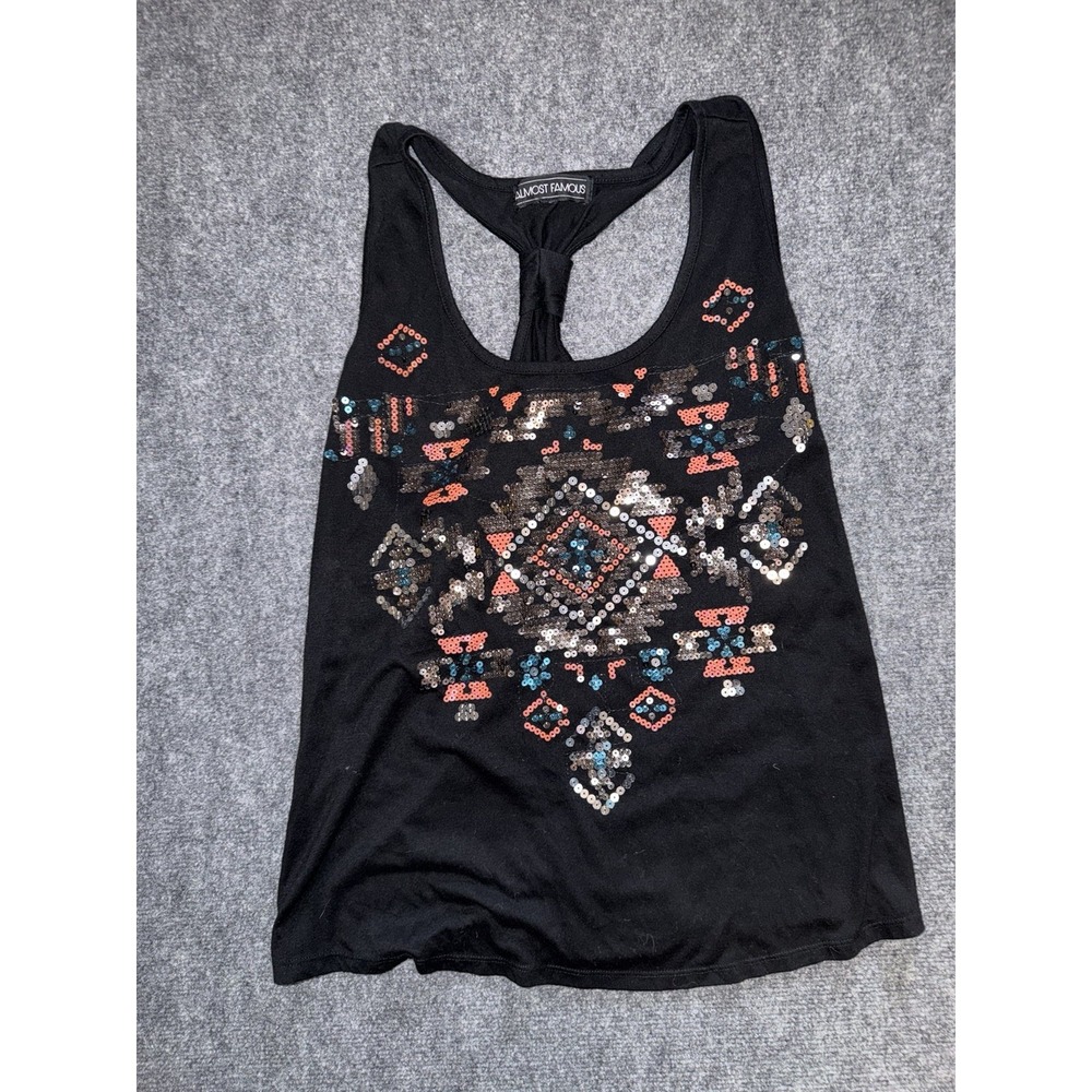 Y2K Almost Famous Sequin Racerback Tank Indie Sleaze Festival Top